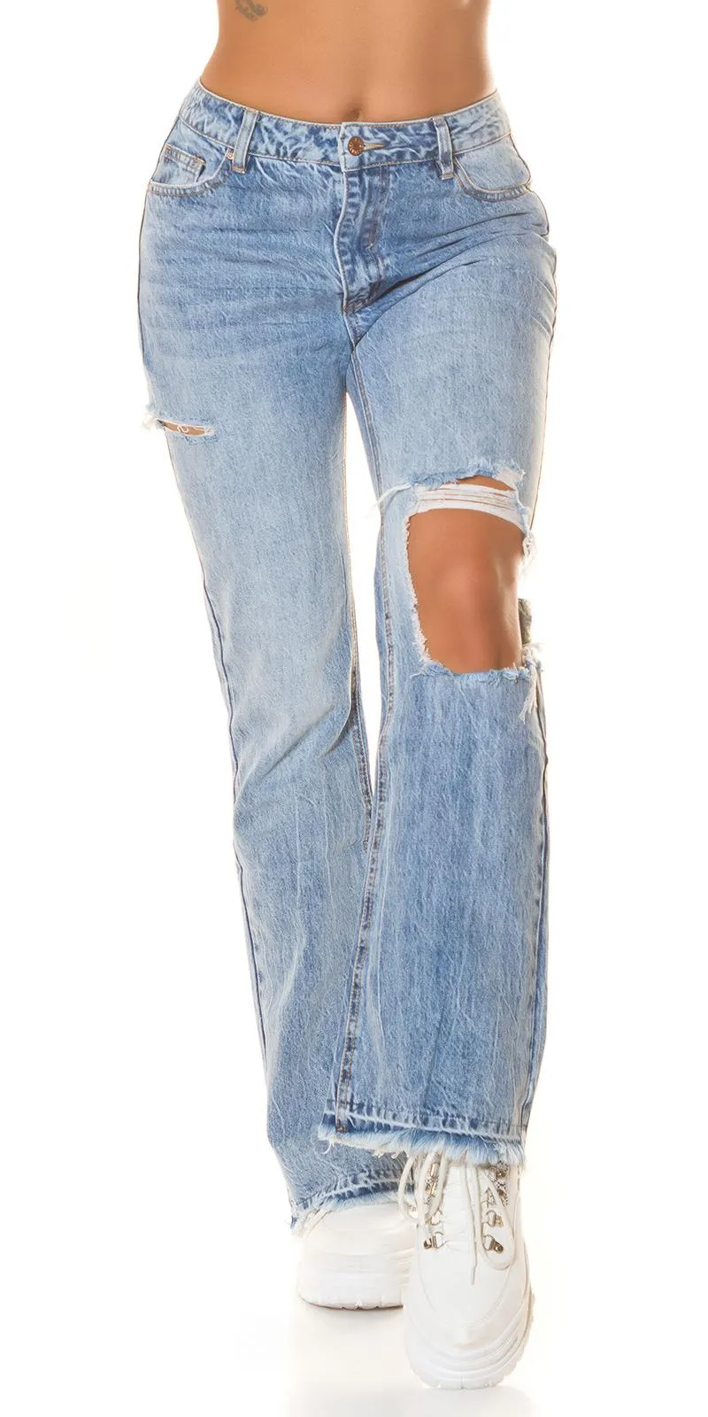 Vaqueros bootcut cintura alta y recortes