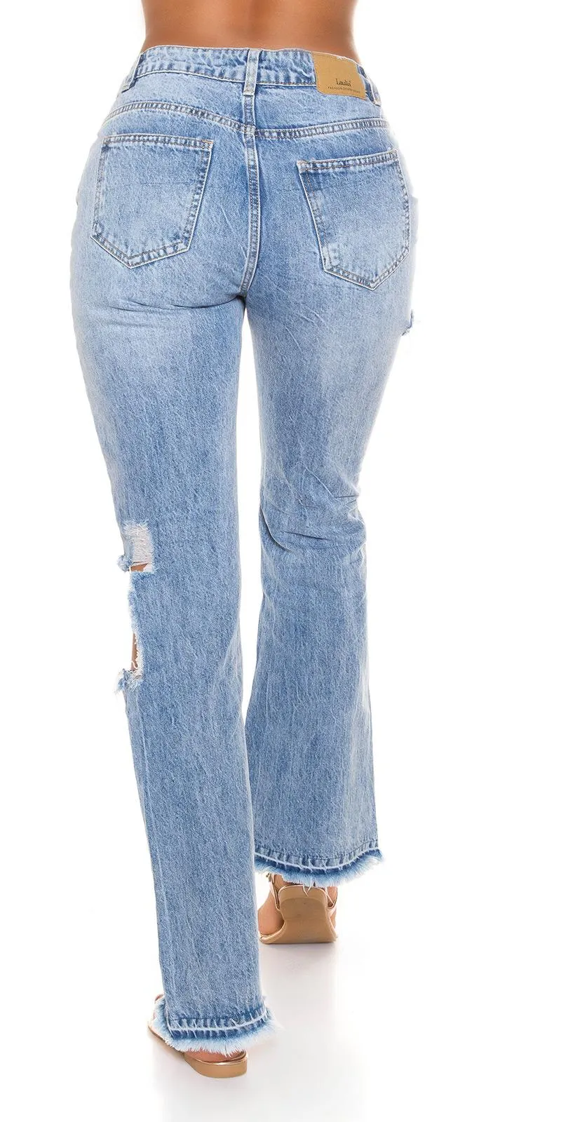 Vaqueros bootcut cintura alta y recortes