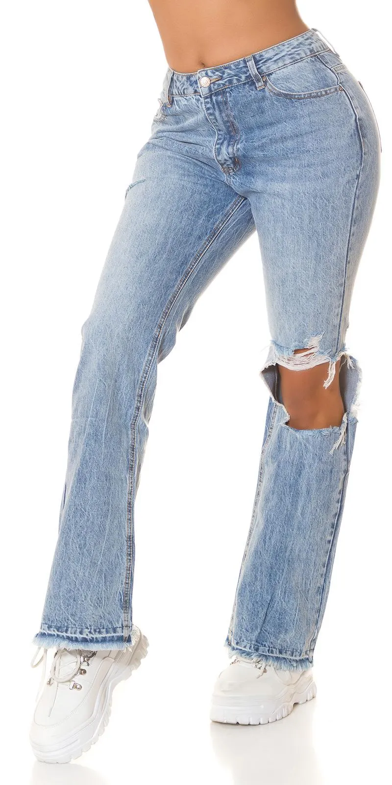 Vaqueros bootcut cintura alta y recortes