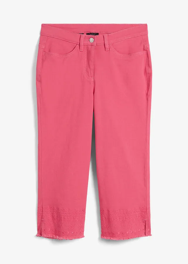 Vaqueros capri con bordado Rosa oscuro