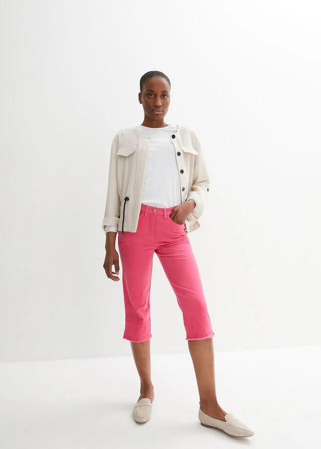 Vaqueros capri con bordado Rosa oscuro