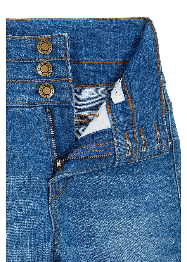 Vaqueros de tiro alto con corte acampanado para niñas Denim