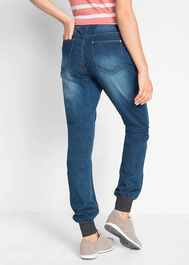Vaqueros elásticos estilo boyfriend con cintura cómoda Vaquero azul