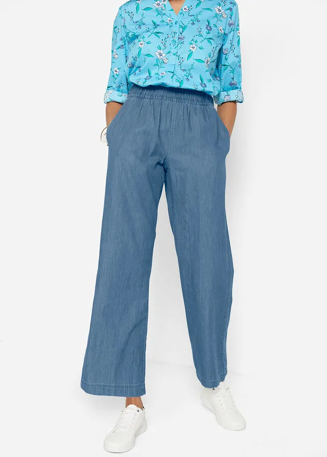 Vaqueros ligeros con cinturilla cómoda y corte holgado Denim claro