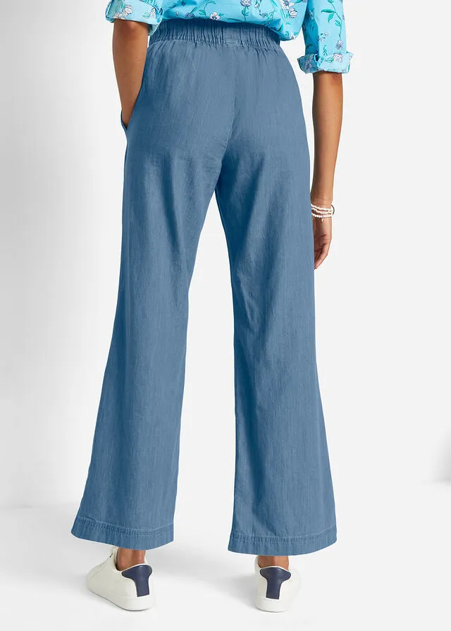 Vaqueros ligeros con cinturilla cómoda y corte holgado Denim claro