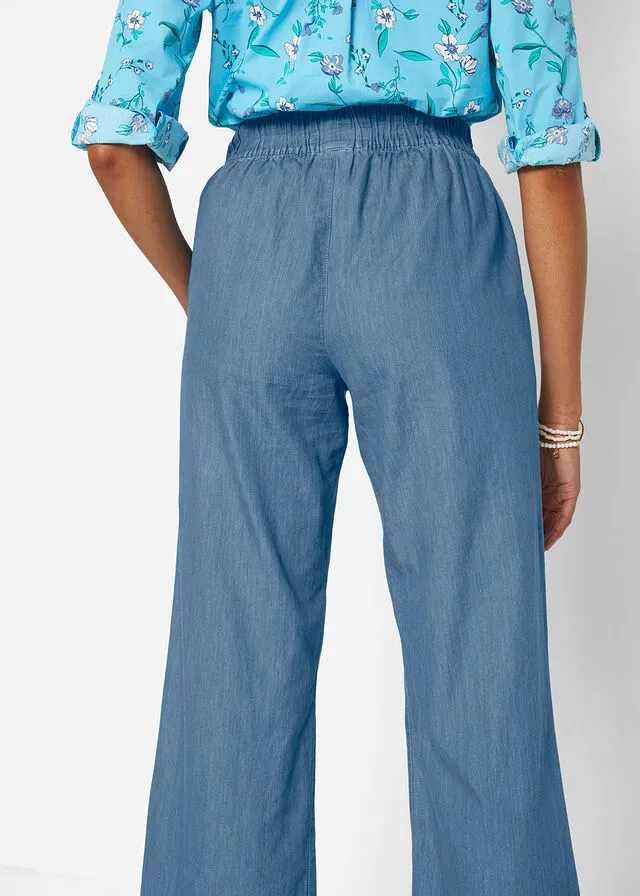 Vaqueros ligeros con cinturilla cómoda y corte holgado Denim claro