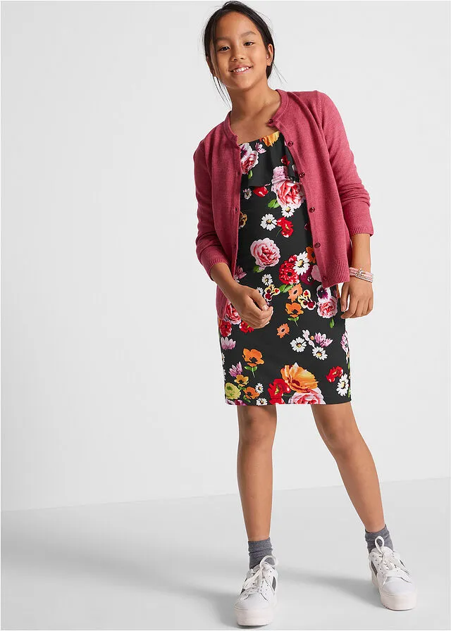 Vestido con volantes para niñas Negro de flores