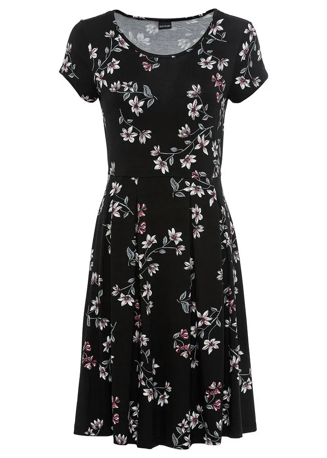 Vestido de punto Negro con flores