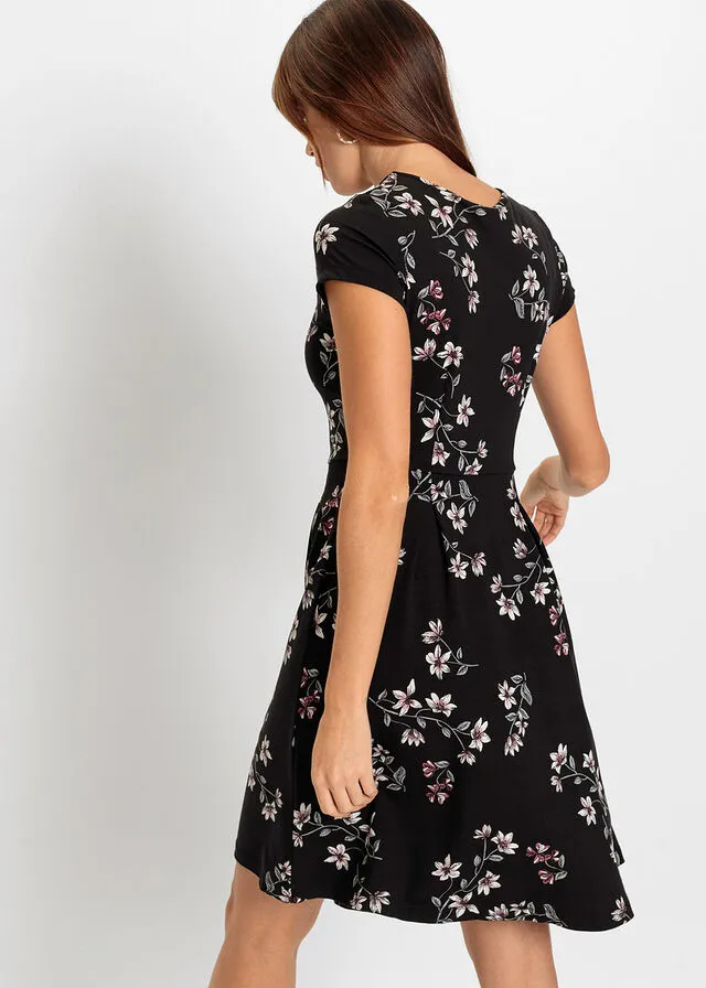 Vestido de punto Negro con flores