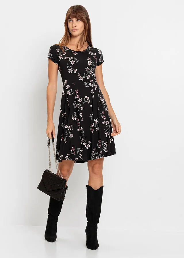 Vestido de punto Negro con flores