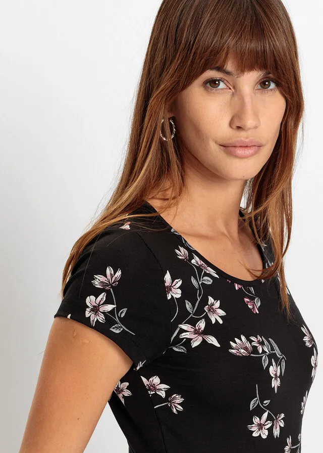 Vestido de punto Negro con flores