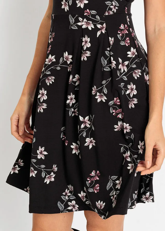 Vestido de punto Negro con flores