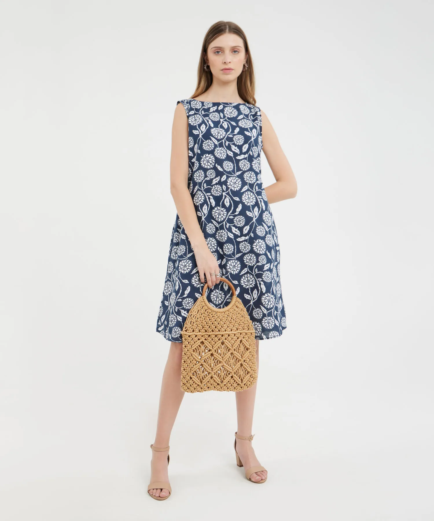 VESTIDO ESTAMPADO MANGA SISA CON BOLSILLOS LATERALES