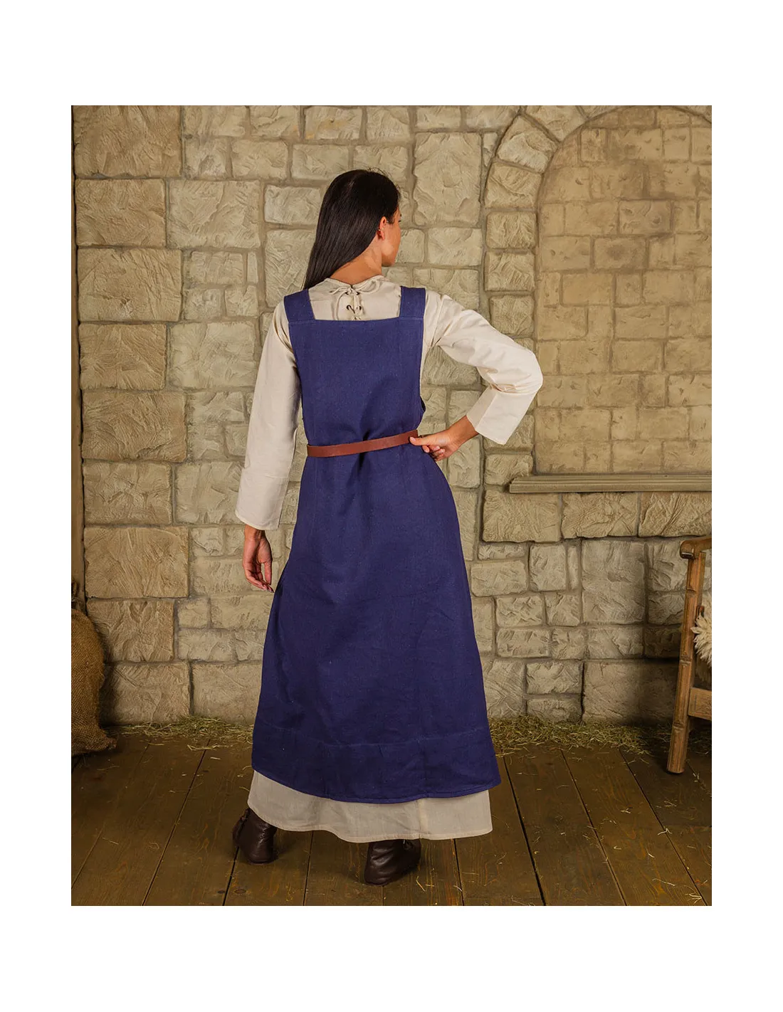 Vestido estilo delantal modelo Lientje, color azul