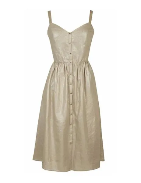 vestido lino con lurex dorado