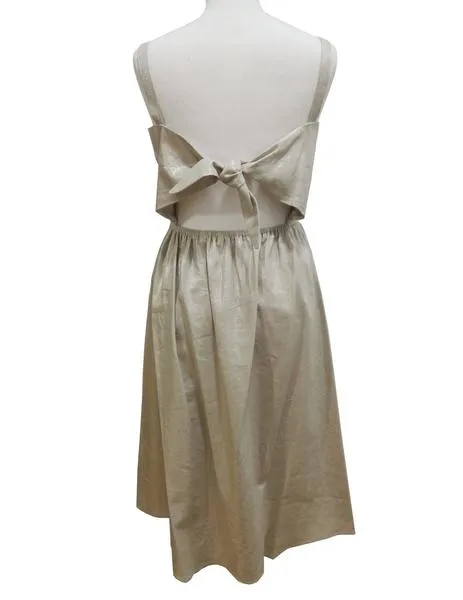 vestido lino con lurex dorado