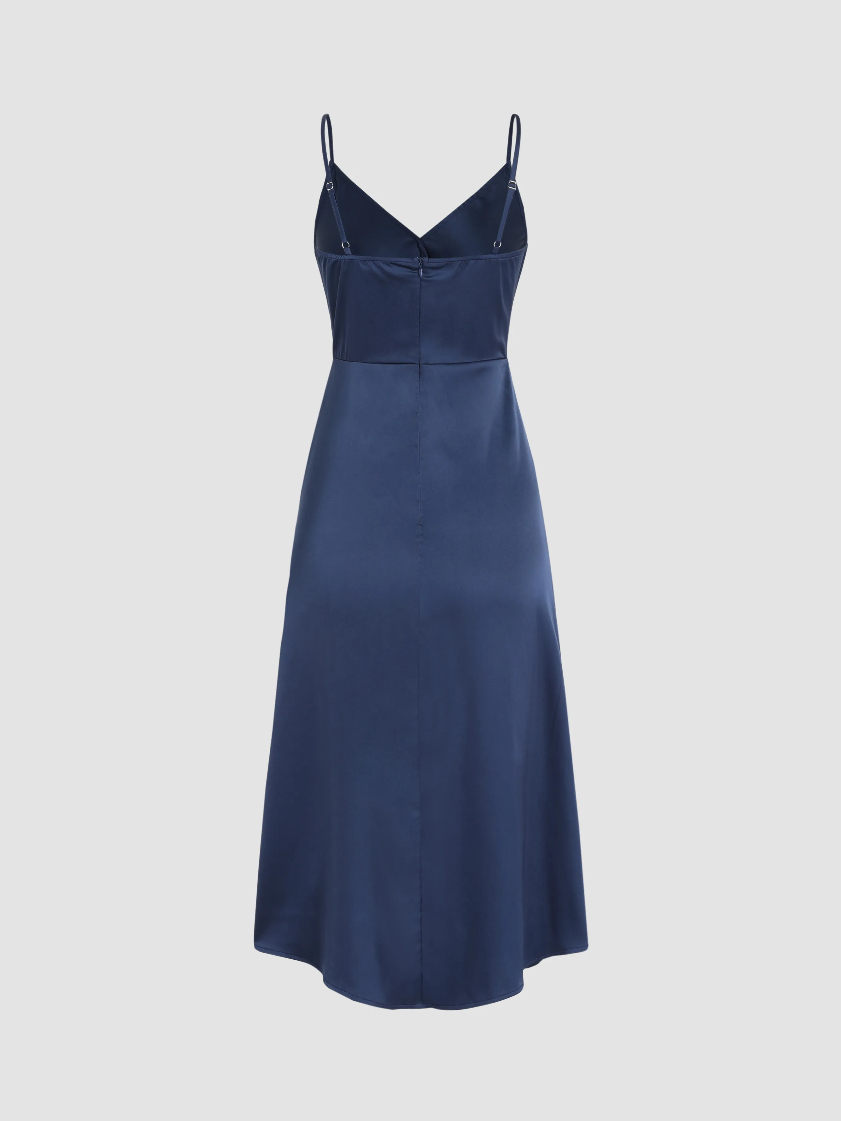 Vestido midi cruzado sólido con abertura
