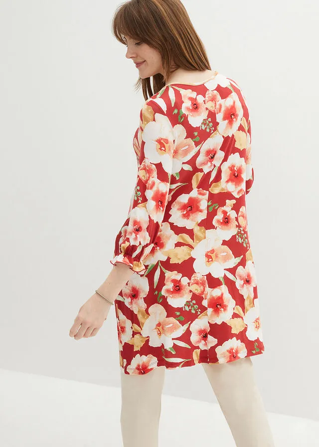 Vestido Rojo intenso con flores