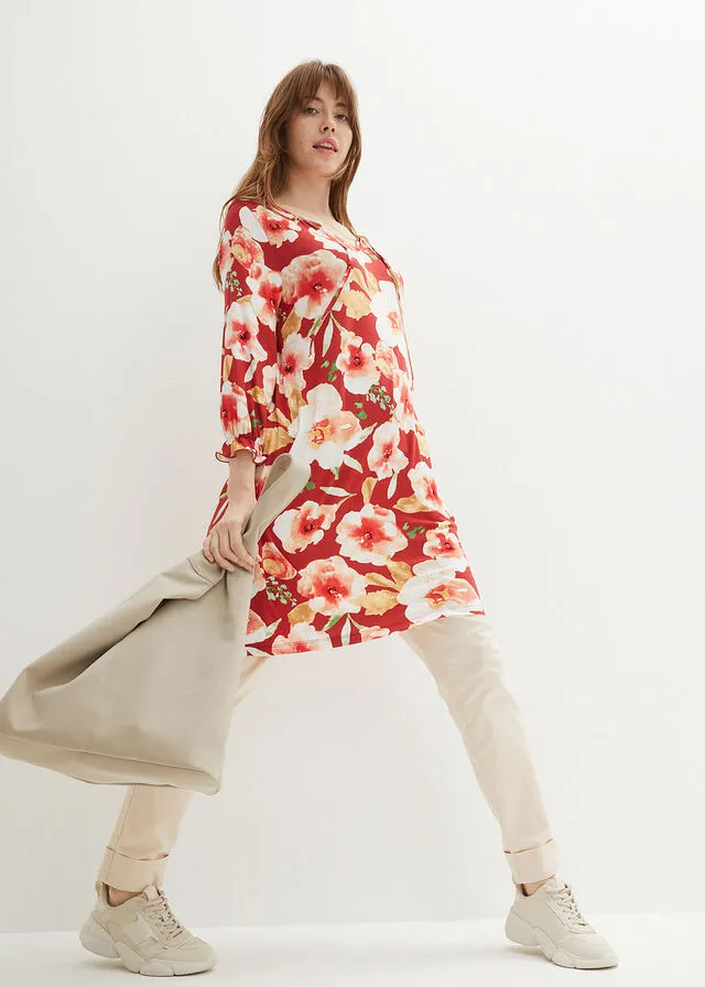 Vestido Rojo intenso con flores