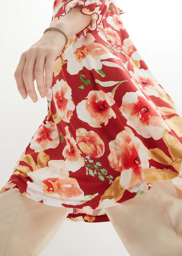 Vestido Rojo intenso con flores