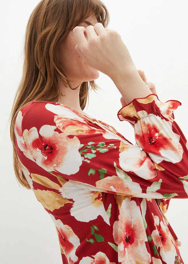 Vestido Rojo intenso con flores