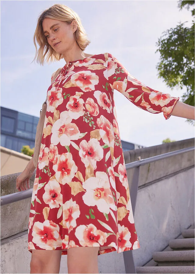 Vestido Rojo intenso con flores