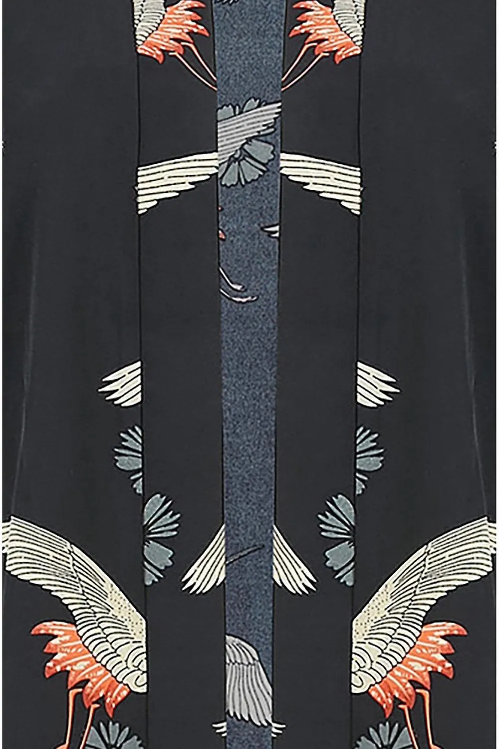 Women's Yumi Curve Black Crane Print Kimono