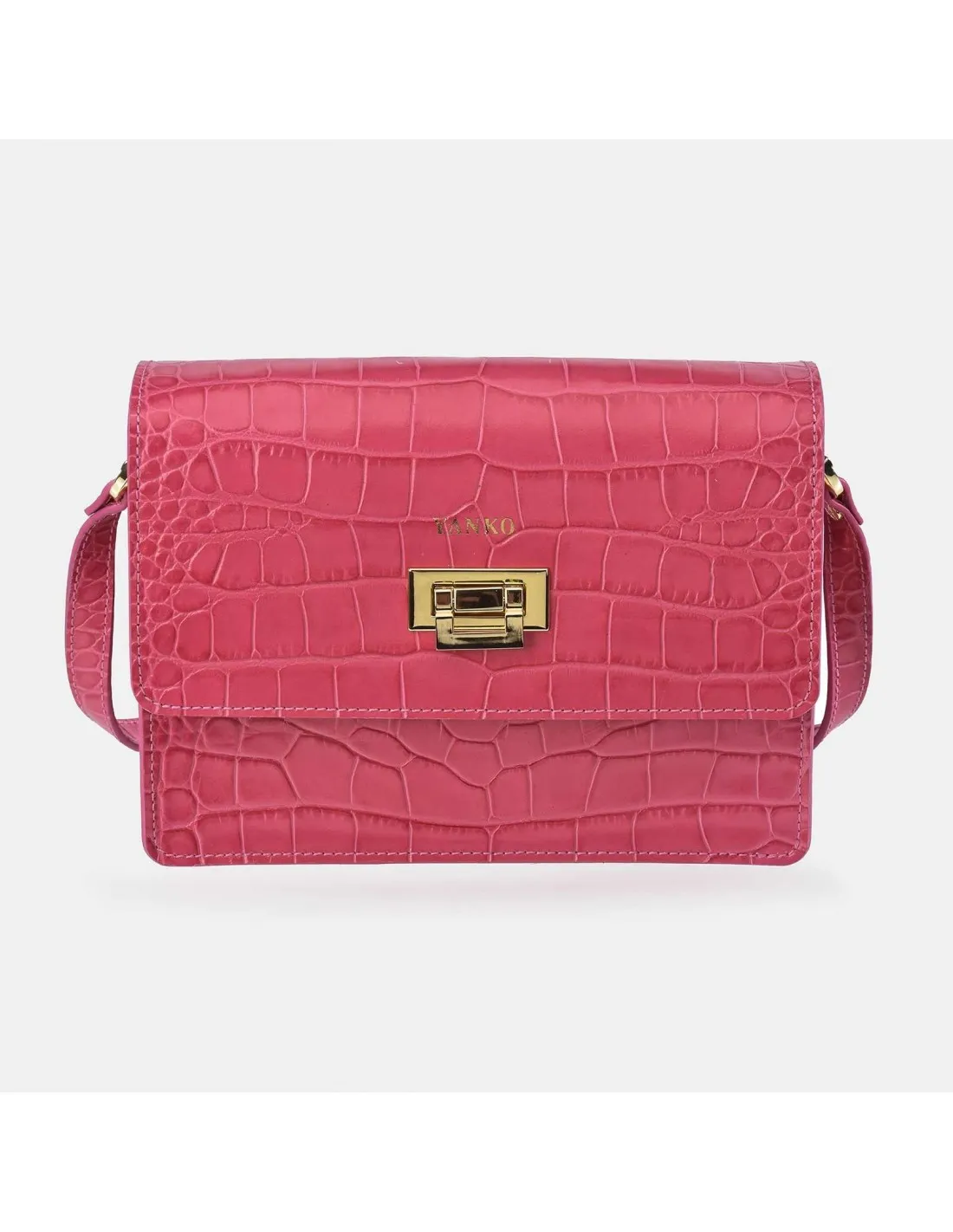 YANKO bolso bandolera con solapa para mujer en piel grabada