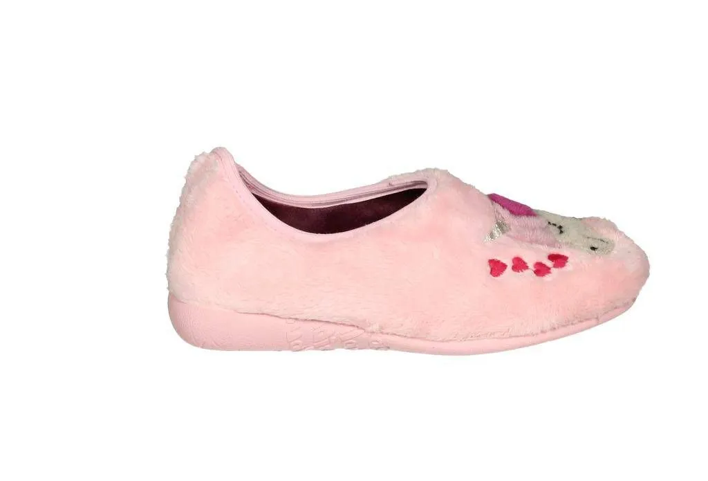 Zapatilla Rosa Unicornio Con Corazones