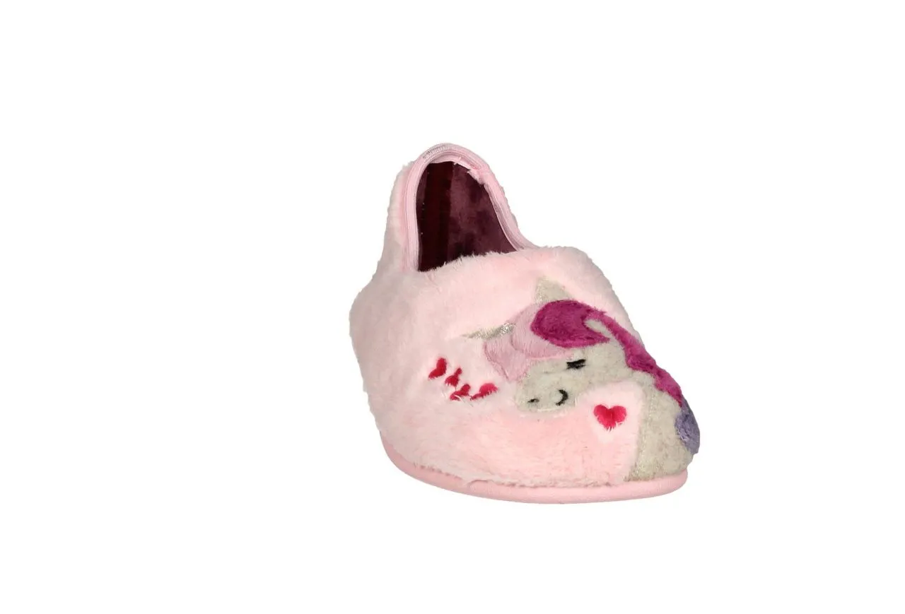 Zapatilla Rosa Unicornio Con Corazones