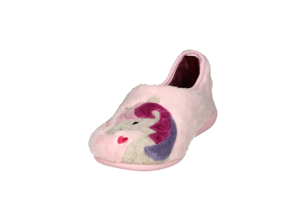 Zapatilla Rosa Unicornio Con Corazones