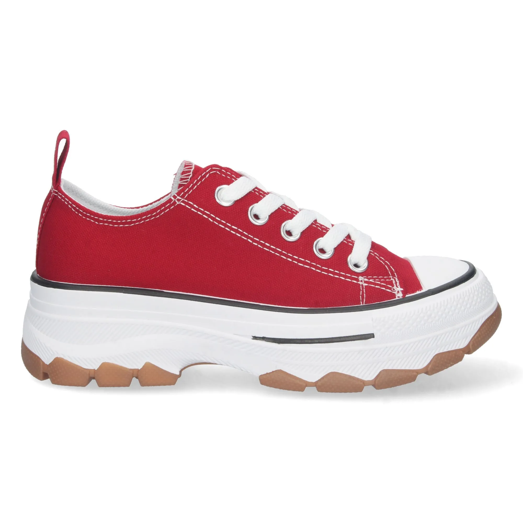 Zapatillas de lona estilo bamba suela plataforma mujer color rojo