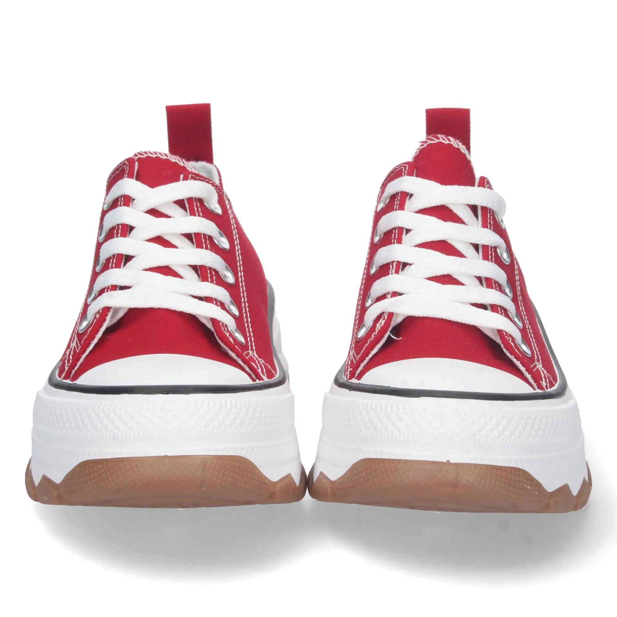 Zapatillas de lona estilo bamba suela plataforma mujer color rojo