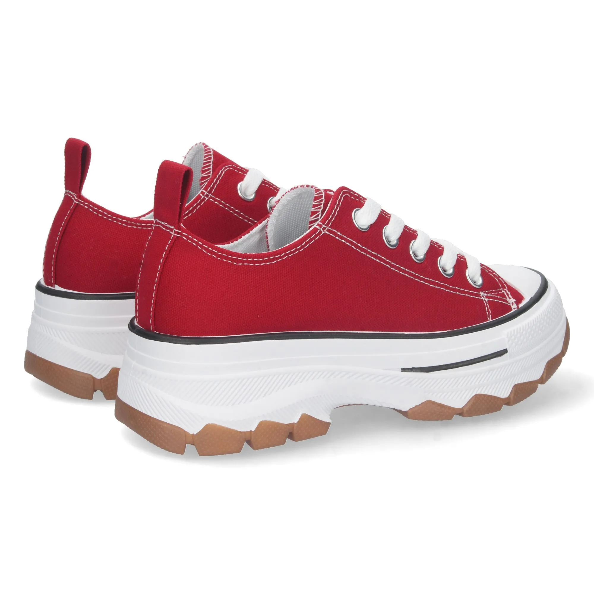 Zapatillas de lona estilo bamba suela plataforma mujer color rojo