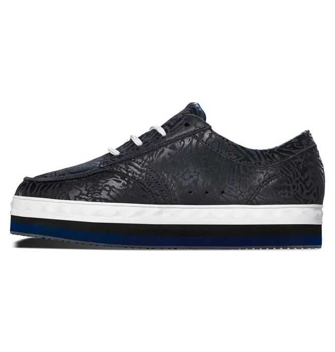 Zapatillas piel DC Shoes punta mocasín para mujer CREEPER grey (gry) Ref. 320413 Gris/azul animal print