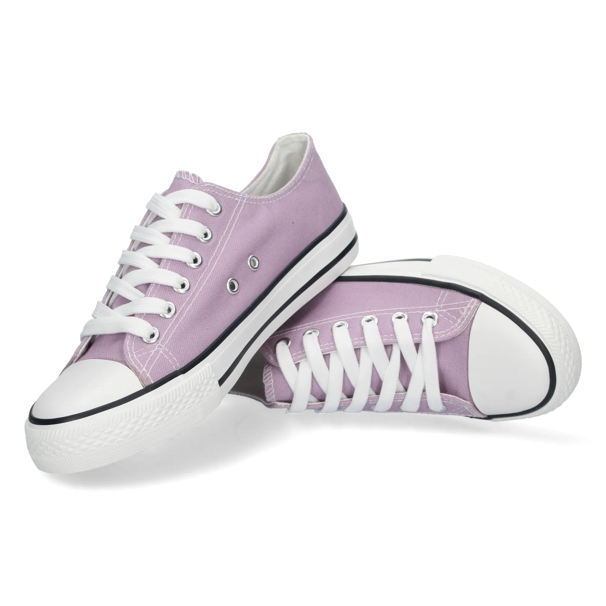 ZAPATILLAS PLANAS CóMODAS ESTILO BAMBA LONA MUJER LILA FG2913
