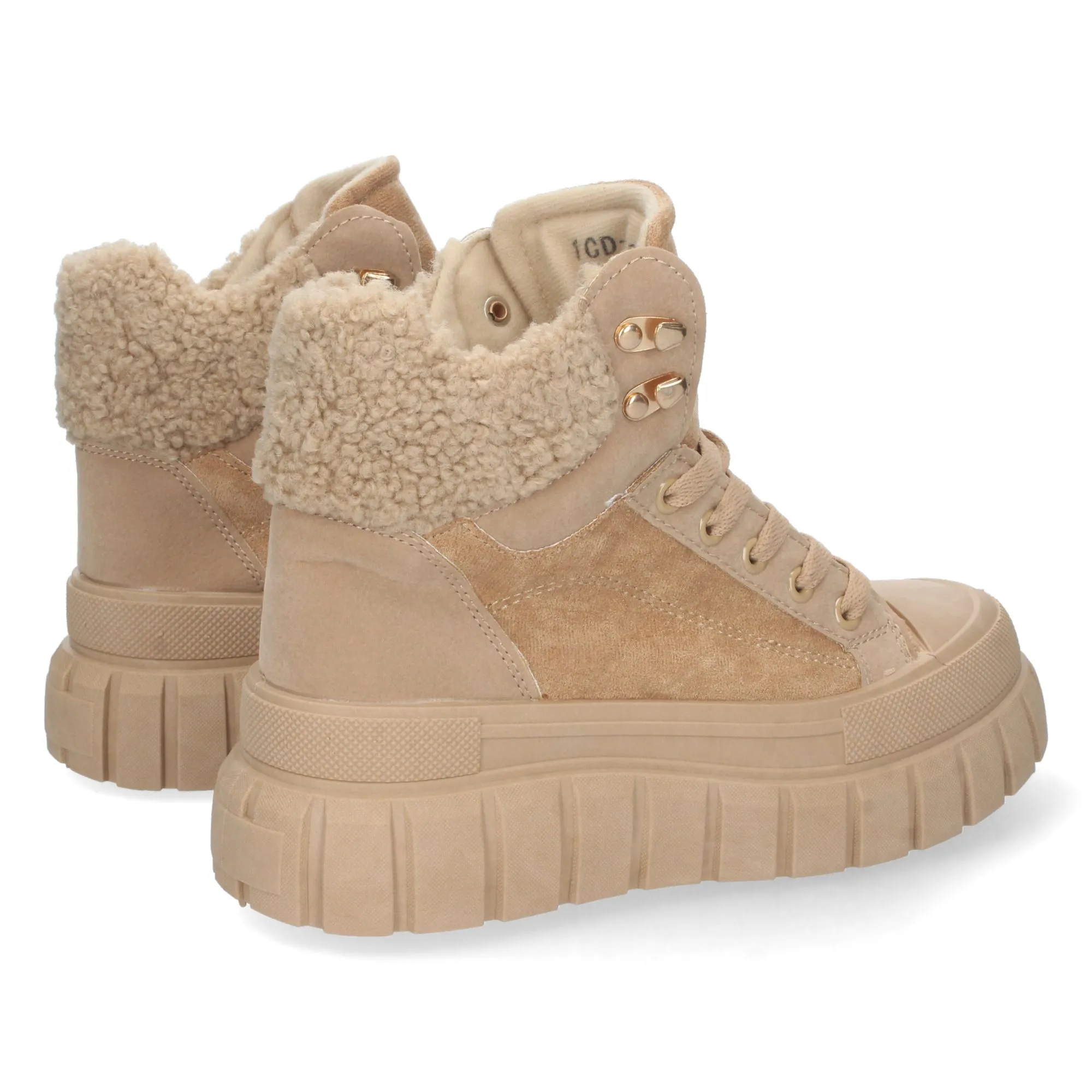 zapatillas planas estilo botín de plataforma mujer color beige
